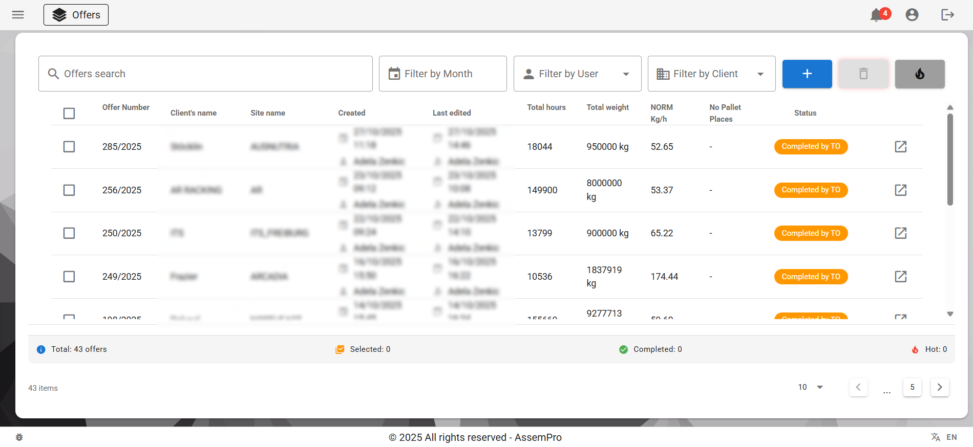 AssemPro Offers Management - Cost calculation and offer tracking system